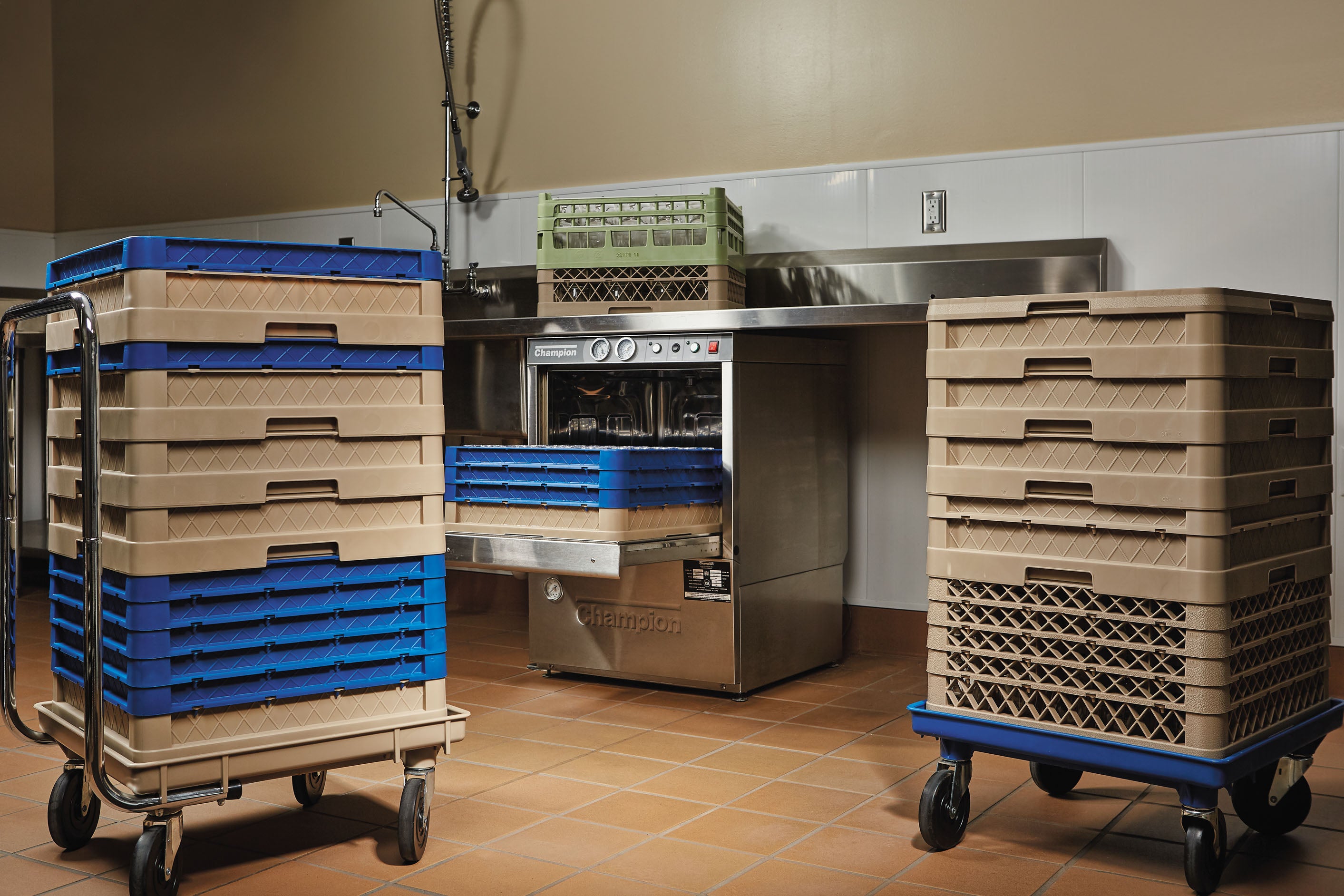 Full-Size Traex® Rack Max® Closed Wall 12 Compartment Rack with One Extenders in Beige