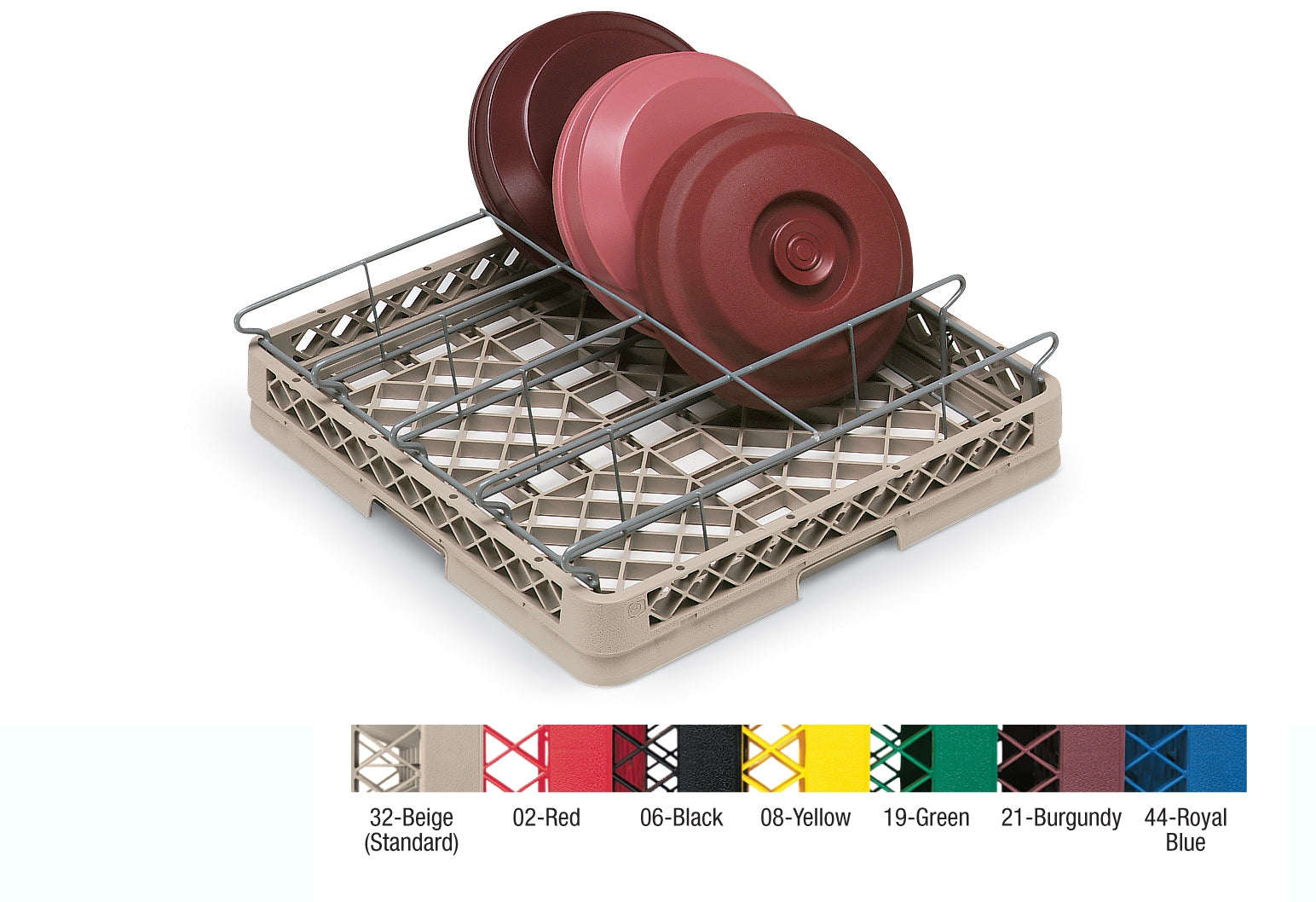 Full-size ten-compartment Traex® insulated plate cover rack in beige