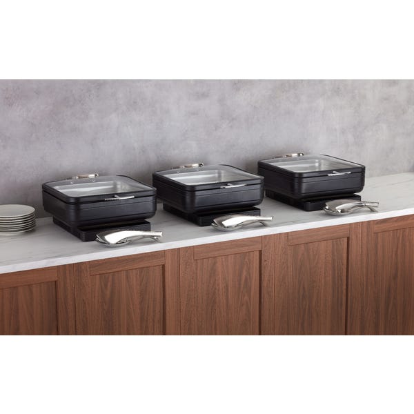 Radiance 6 qt. Square Induction Chafer, Glass Cover, Stainless Steel Finish