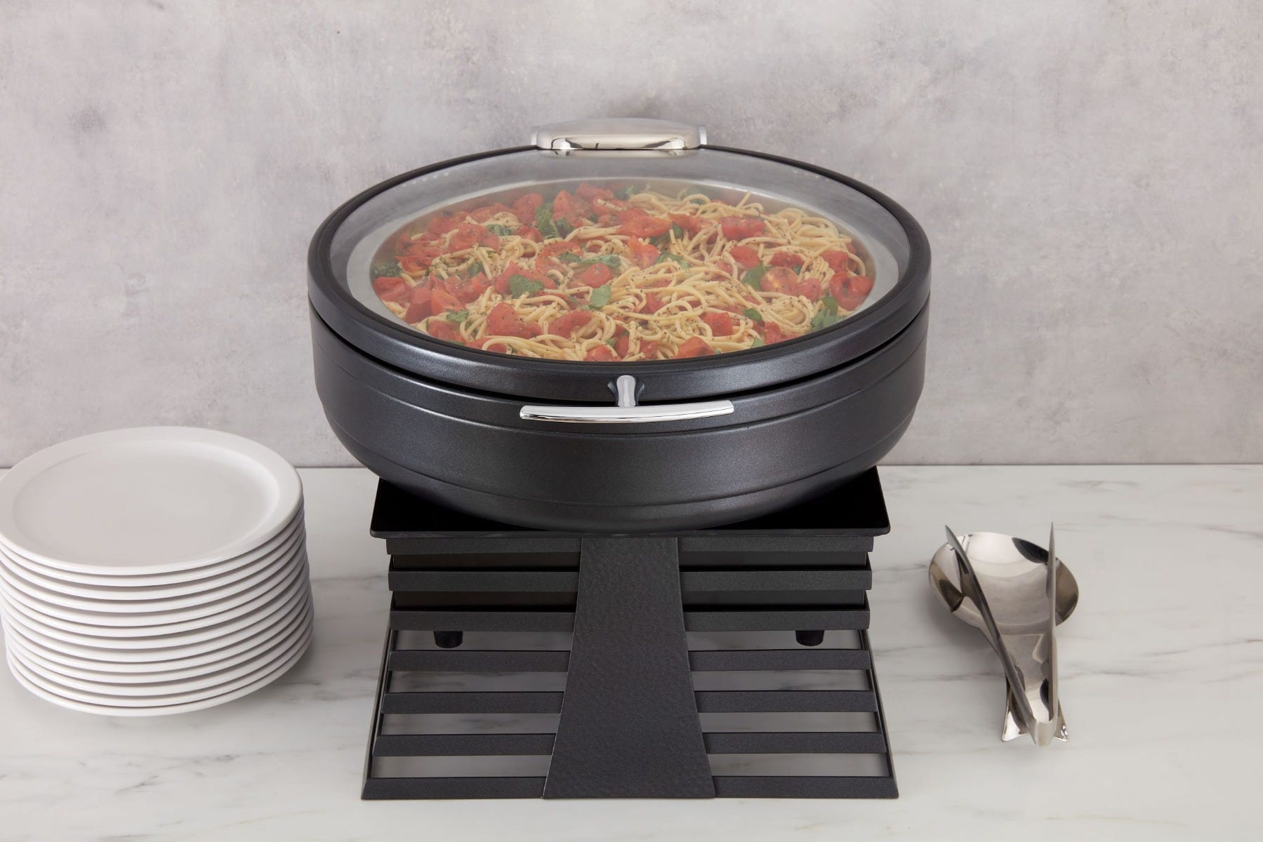 Round Titanium Chafer Stand for 6 qt. Radiance Induction Buffet Server