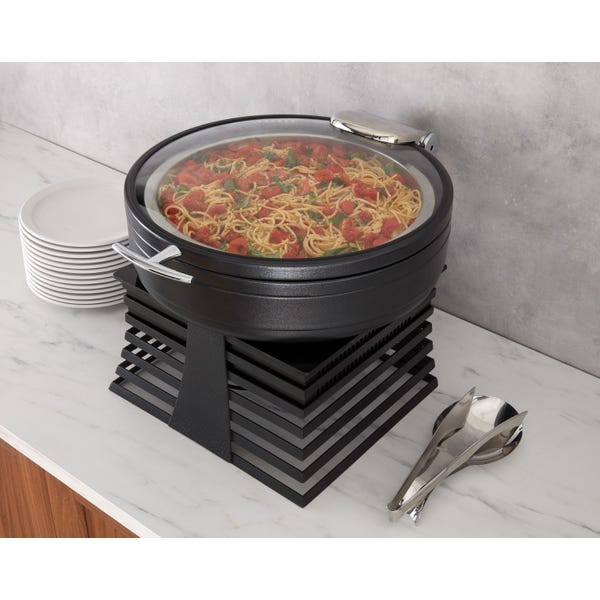 Radiance 6 qt. Round Induction Chafer, Glass Cover, Stainless Steel, Titanium Finish