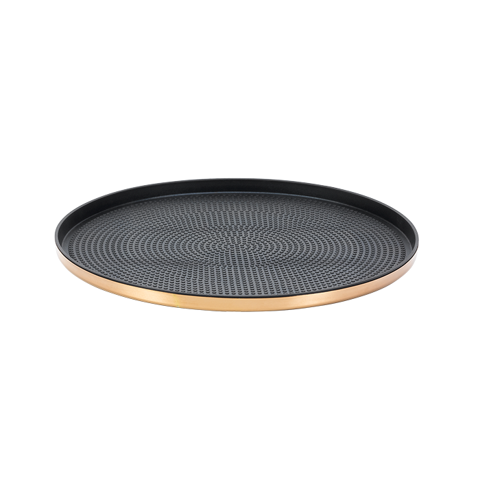 Non-Slip Round Serving Tray, 12", Silver in Gold