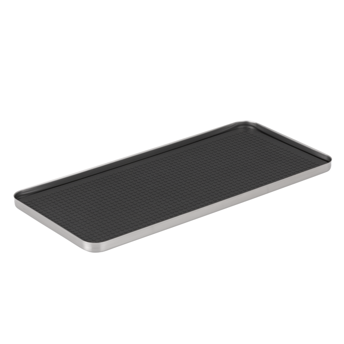 Non-Slip Cocktail Serving Tray, 11" x 5", Silver