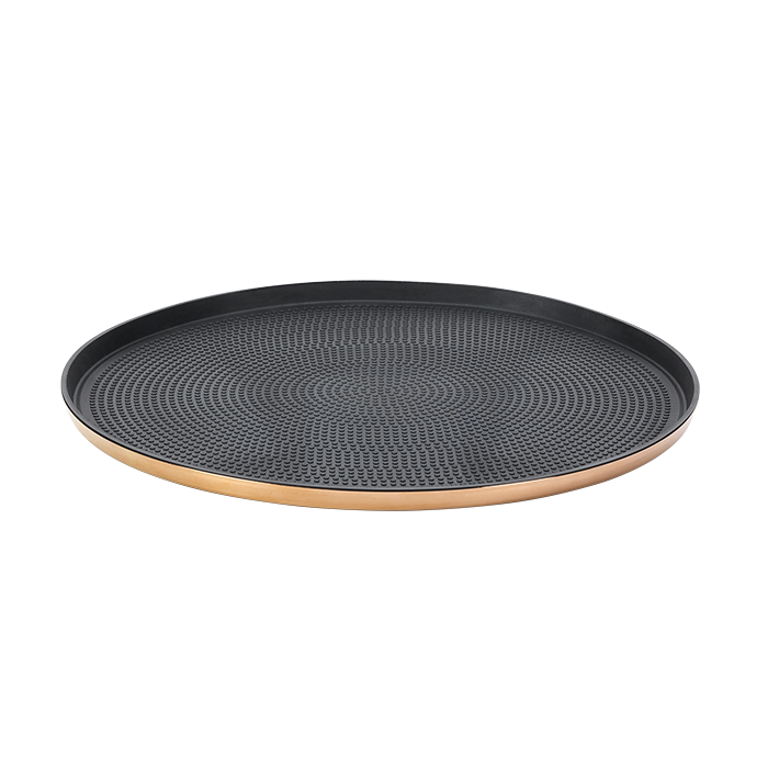 Non-Slip Round Serving Tray, 14.75", Silver in Gold