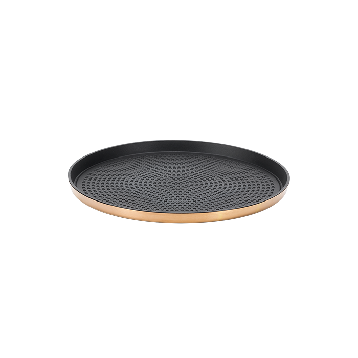 Non-Slip Round Serving Tray, 9.25", Silver in Gold