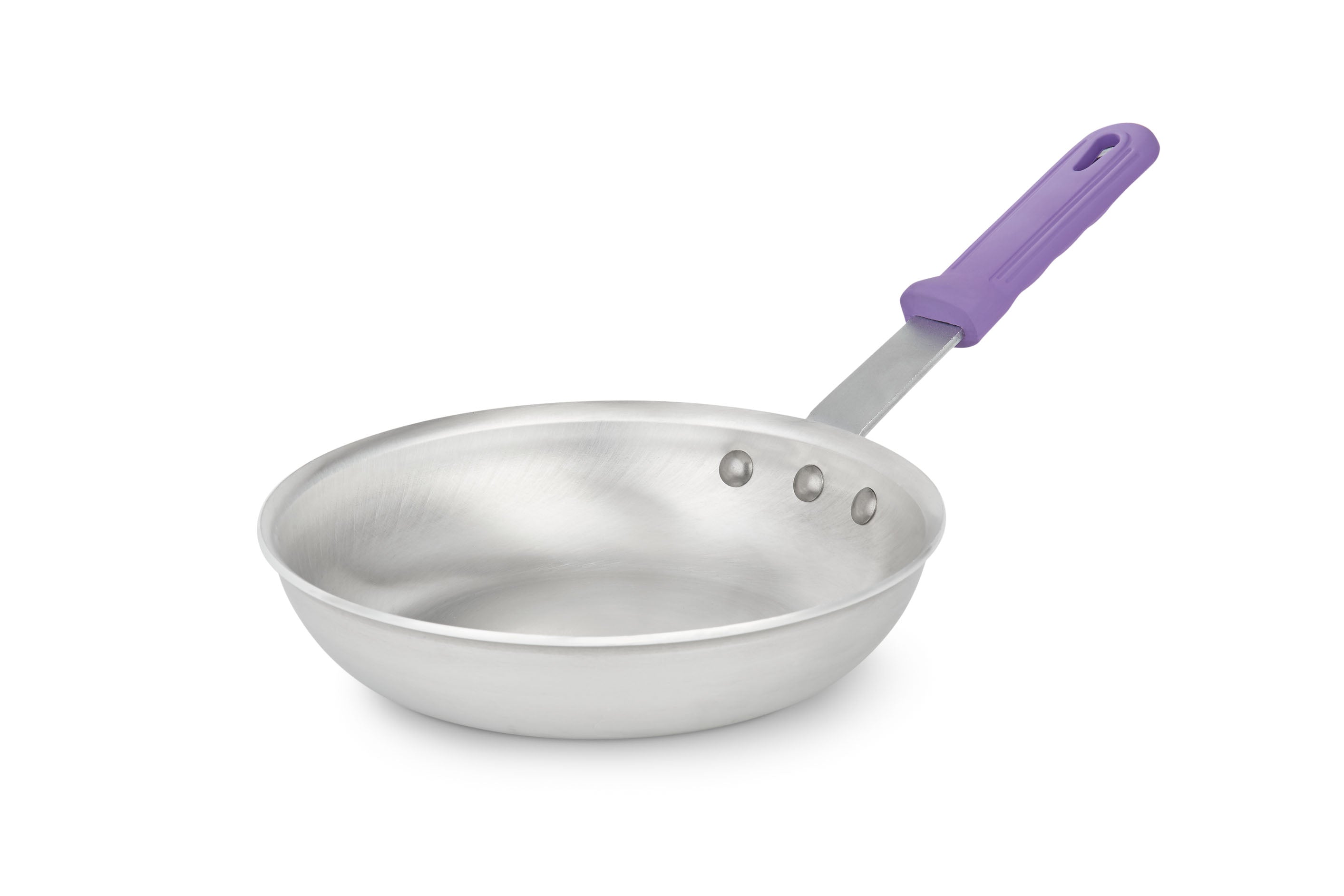 8-inch Wear-Ever® fry pan with natural finish and purple silicone handle