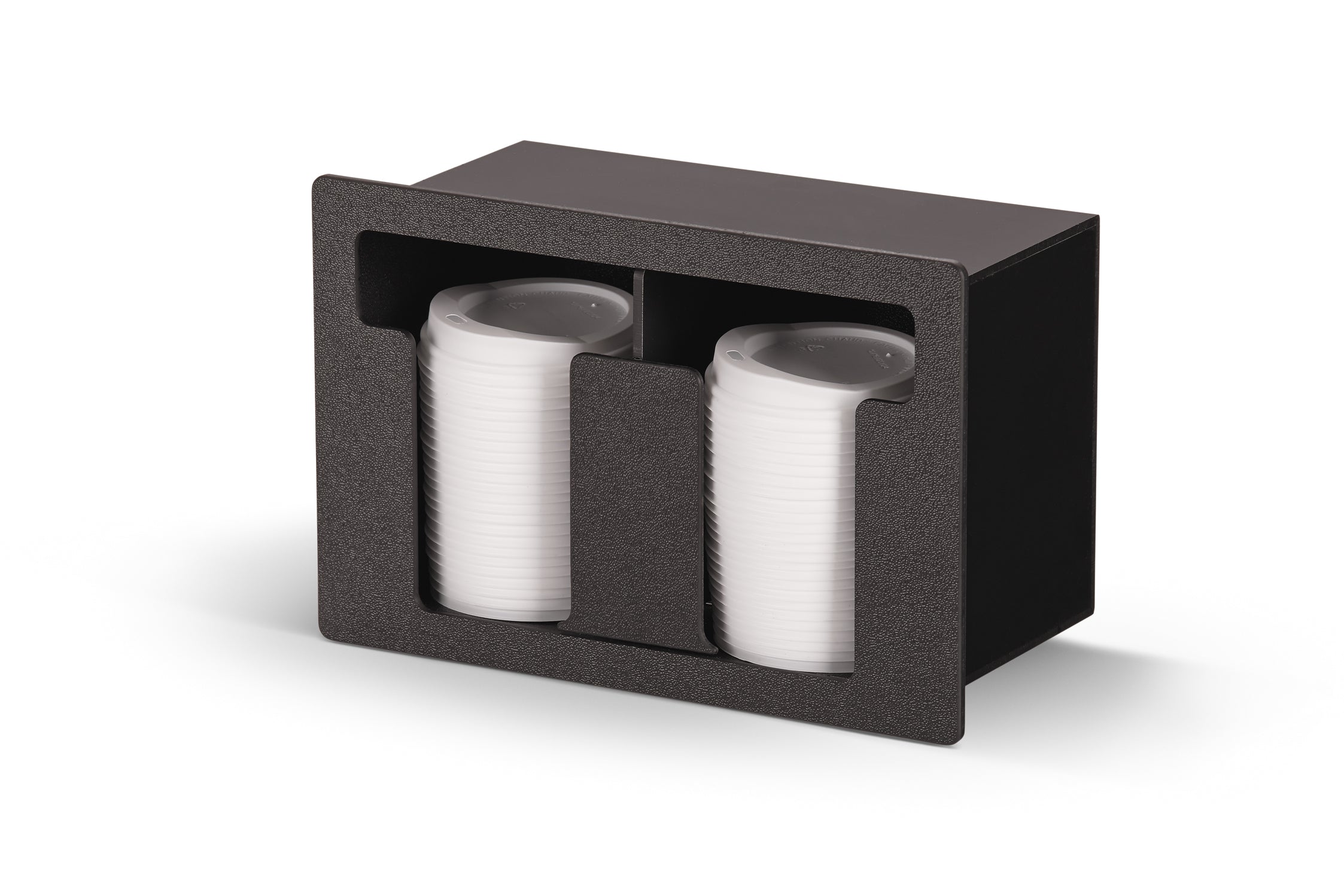 Two-column horizontal flush-mount T-shaped lid holder in black