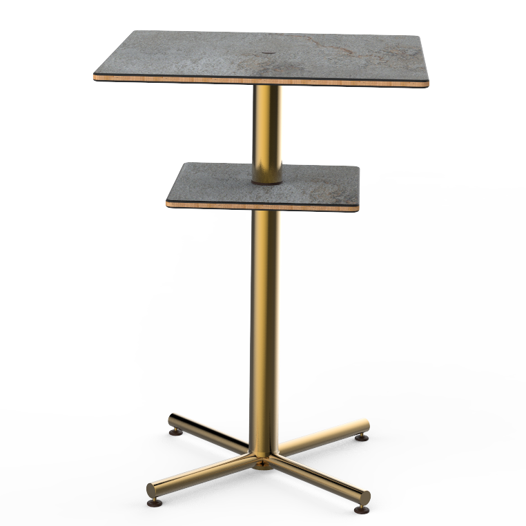 Square Bar Table & Shelf L 30.0" W 30.0" Polo