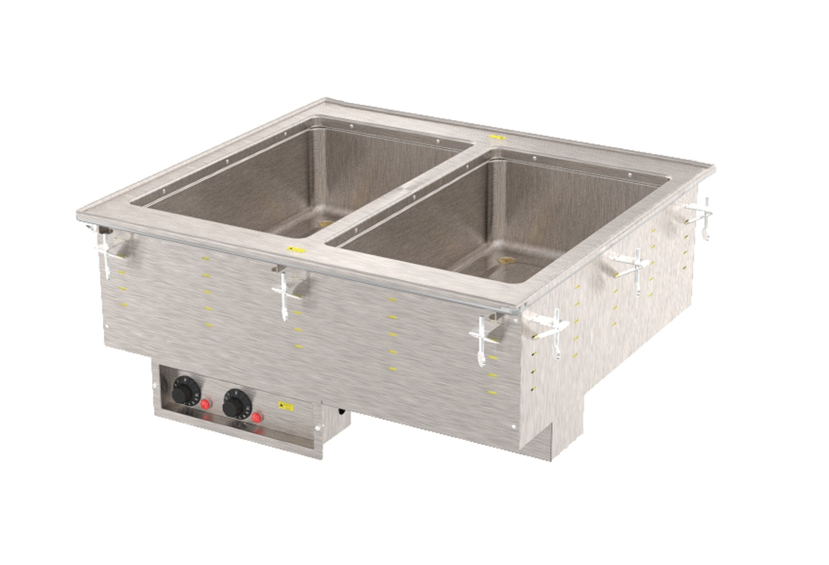 240 Volt 1250 Watts Two-Well Hot Modular Drop-In with Manifold Drain and Thermostatic Controls