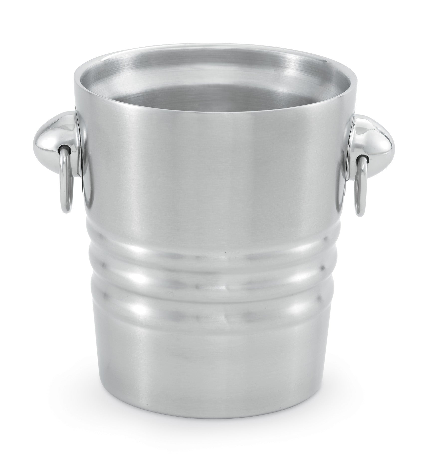 Stainless steel double-wall wine bucket with ring handles