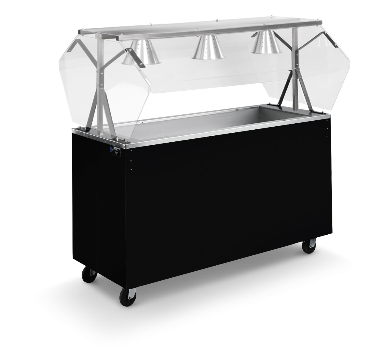 60-inch 2-Series Affordable Portable™ Cold Food Station with storage base and door in cherry woodgrain