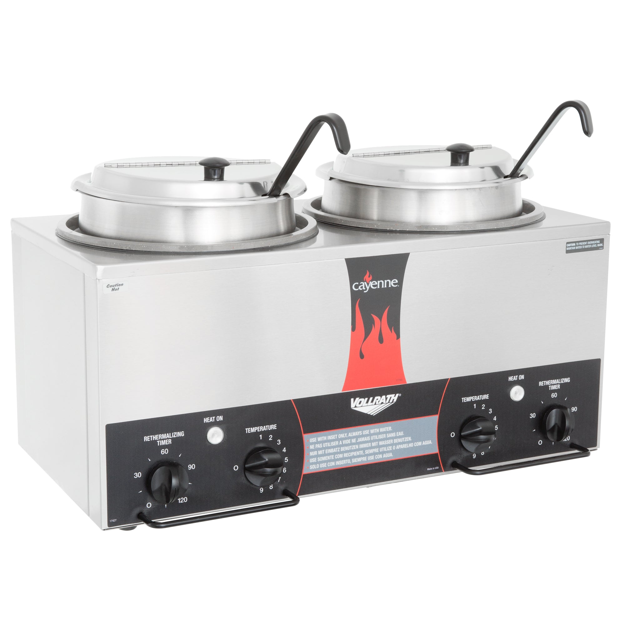 Twin-well 7-quart 120-volt Cayenne® model TW-27R rethermalizer with accessory package