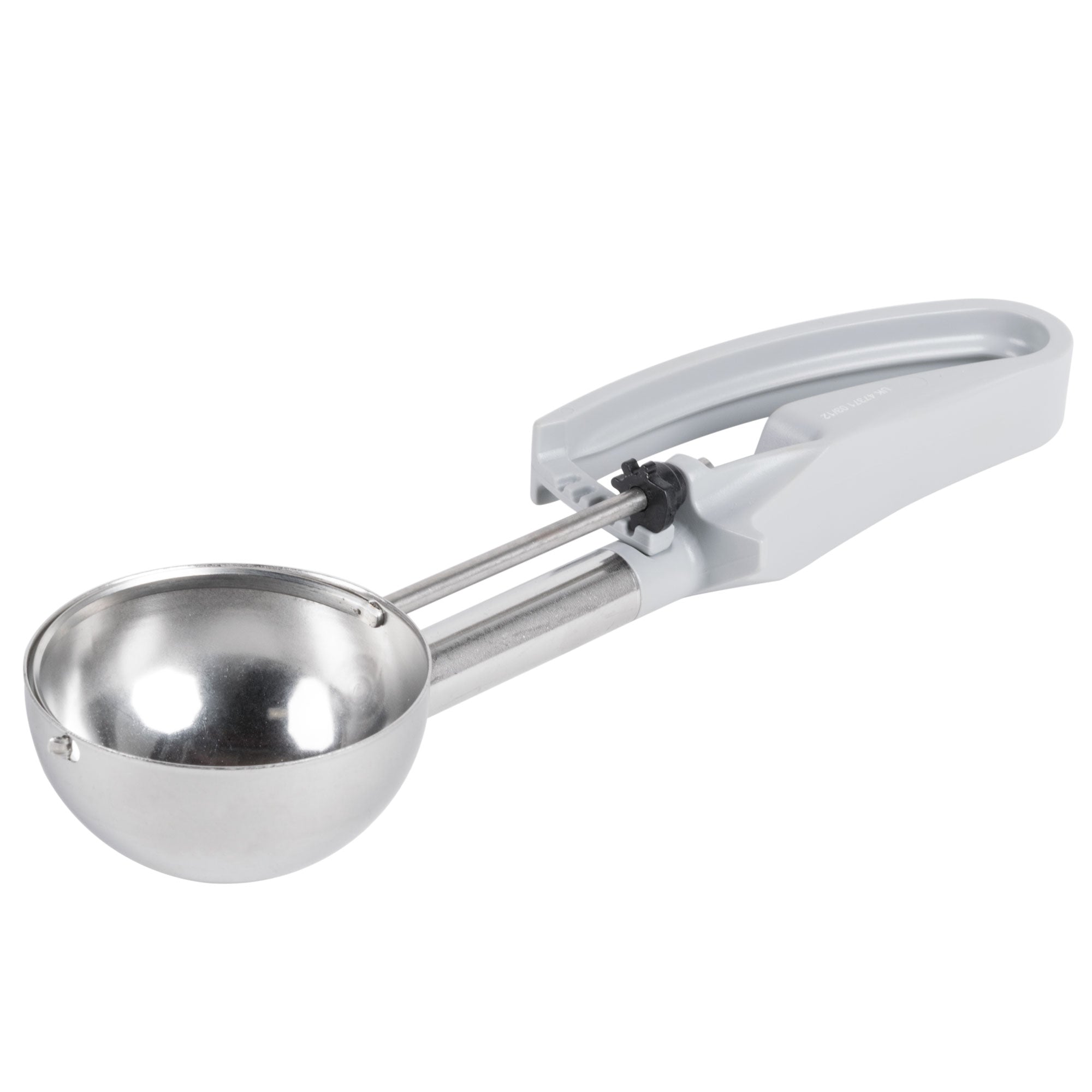 3 7/10-ounce extended-length disher with gray squeeze handle - 10.63-IN