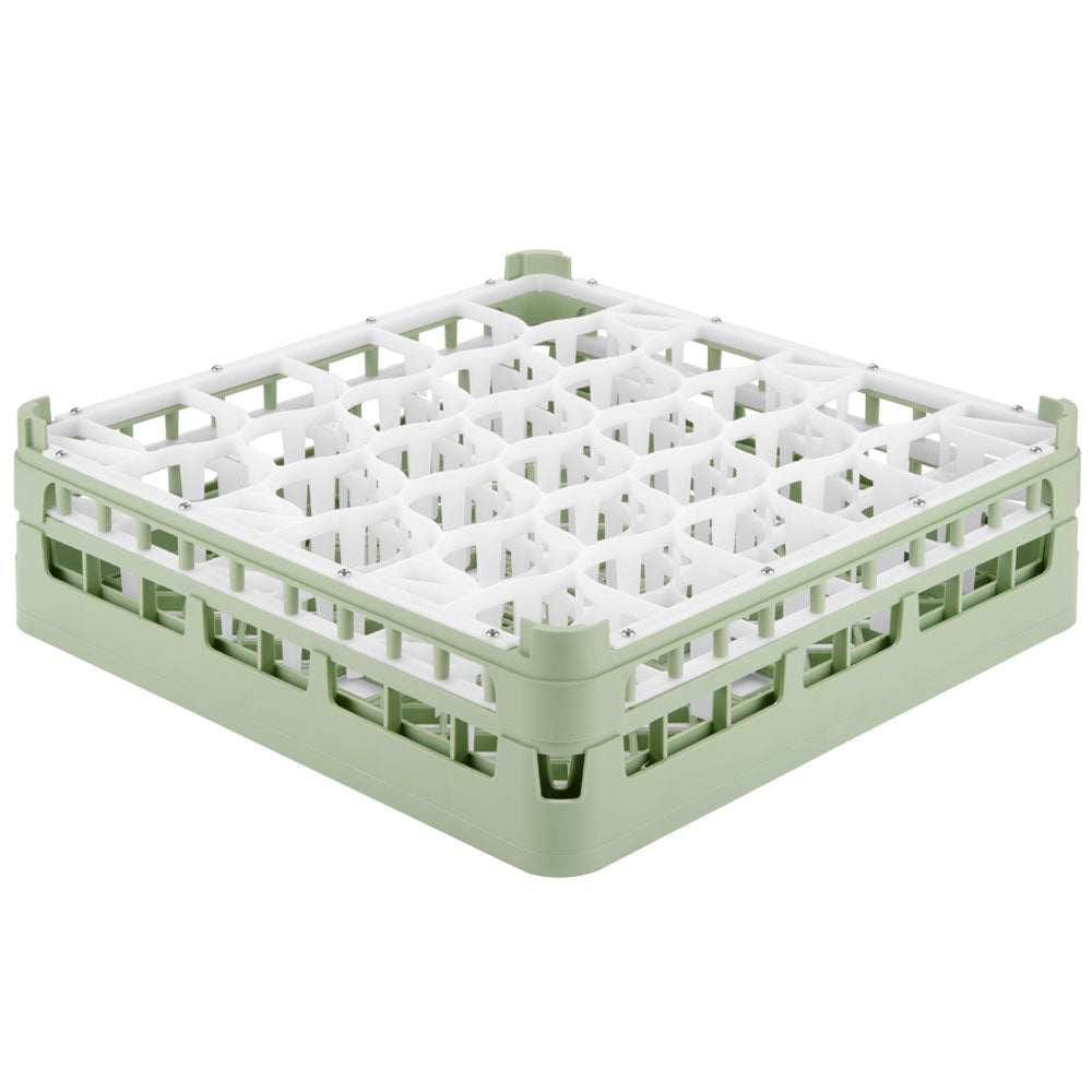 Signature Lemon Drop™ 30 compartment rack with medium height in Light Green and top extender in Light Green
