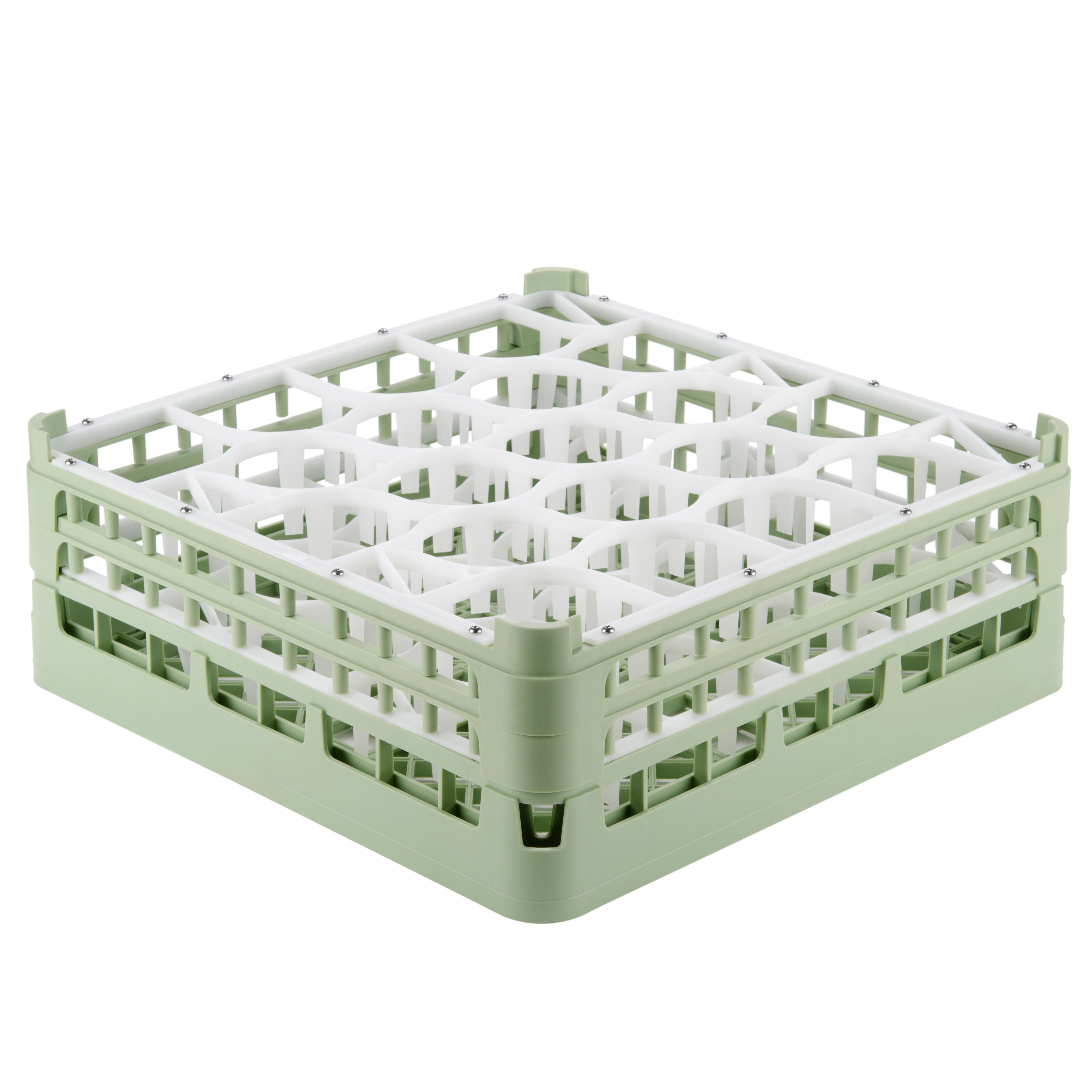 Signature Lemon Drop™ 20 compartment rack with tall height in Light Green and top extender in Light Green