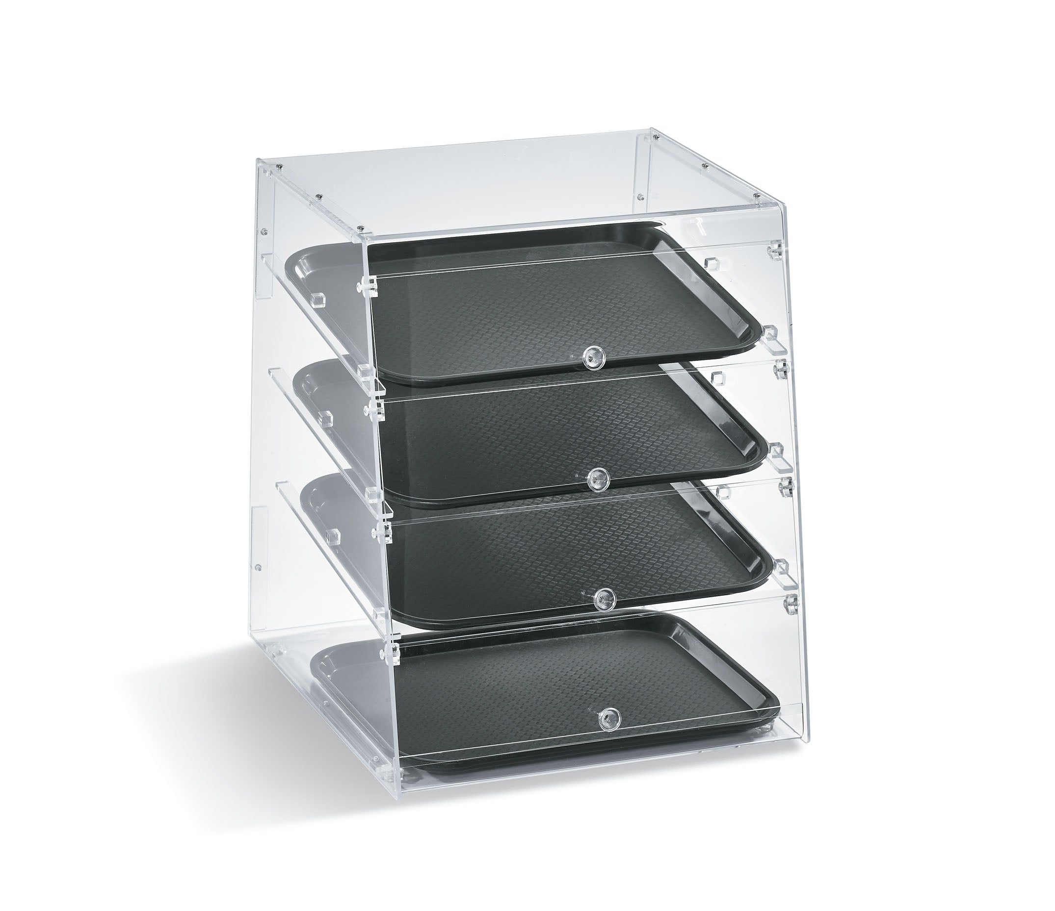 Acrylic Knock Down Bakery Display Case 4 tray with Front Doors