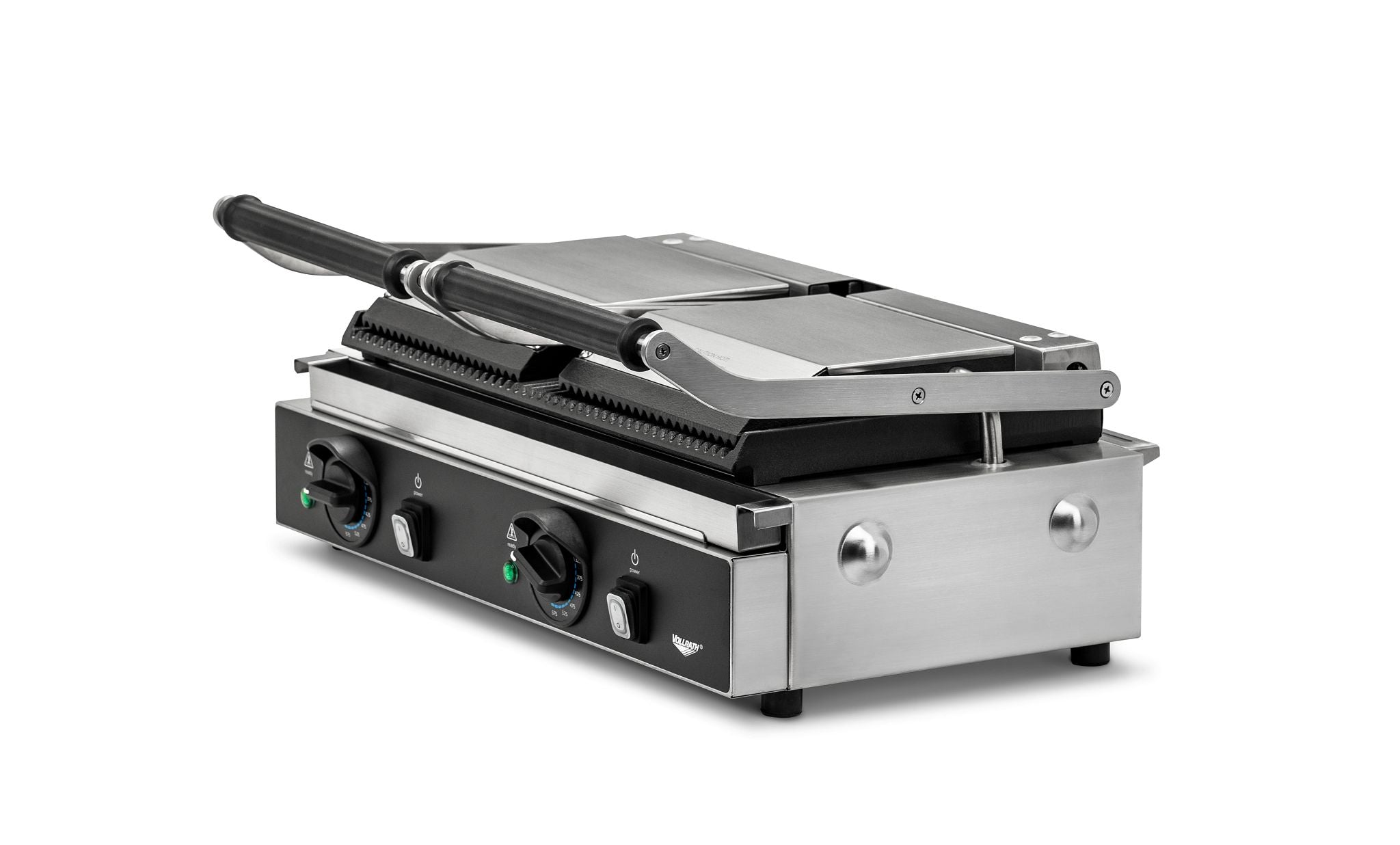 208- To 240-Volt Double Panini Sandwich Grill with Cast-Iron Grooved Plates and Nema 6-15p Plug