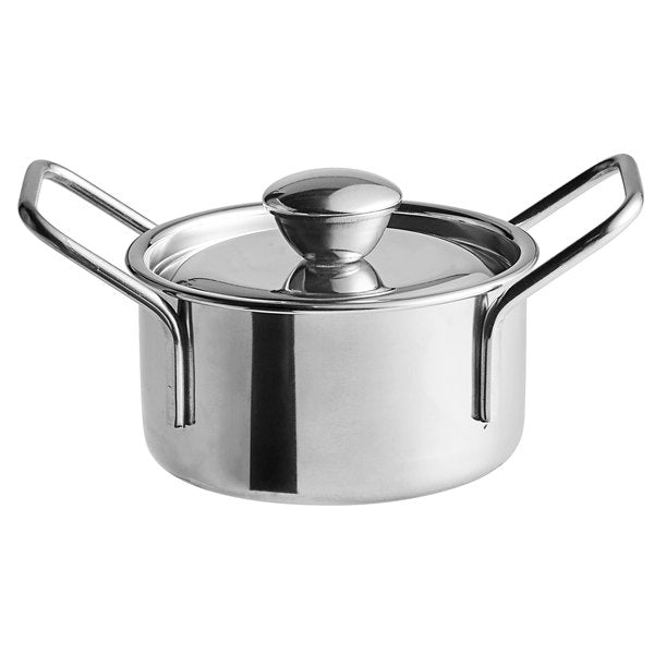 7.5 oz. Mini Round Stainless Steel Casserole Dish with Handles and Lid