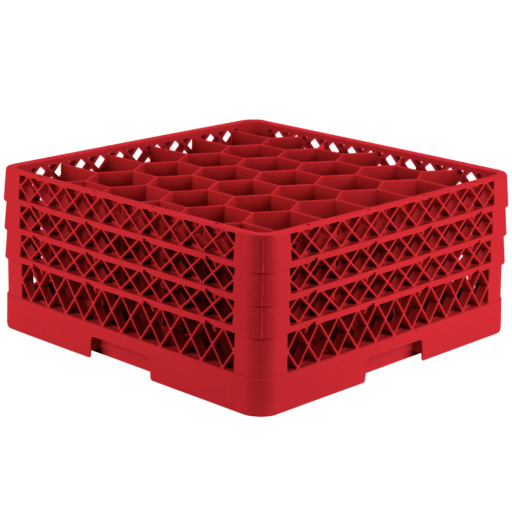 Traex® Full-Size Rack Max® 30 compartment rack with three extenders in Red