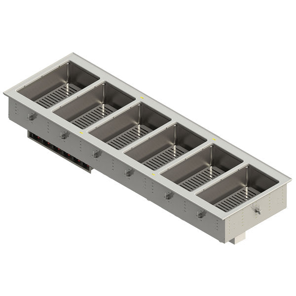 Six-Well 208- To 240-Volt Modular Drop-In Dry Hot Well with Infinite Controls and Flat Flange