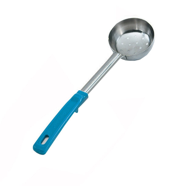6-ounce perforated round Spoodle® utensil with teal Grip ‘n Serv® handle