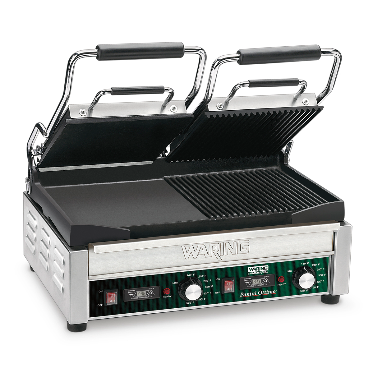 Dual Surface Panini Grill, electric, double, 17" x 9-1/4" , with timer