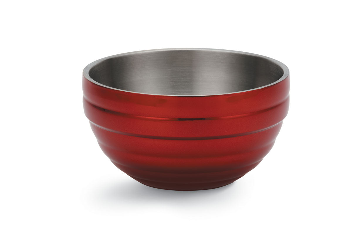 Round Colored Double-Wall Insulated Serving Bowls in Dazzle Red