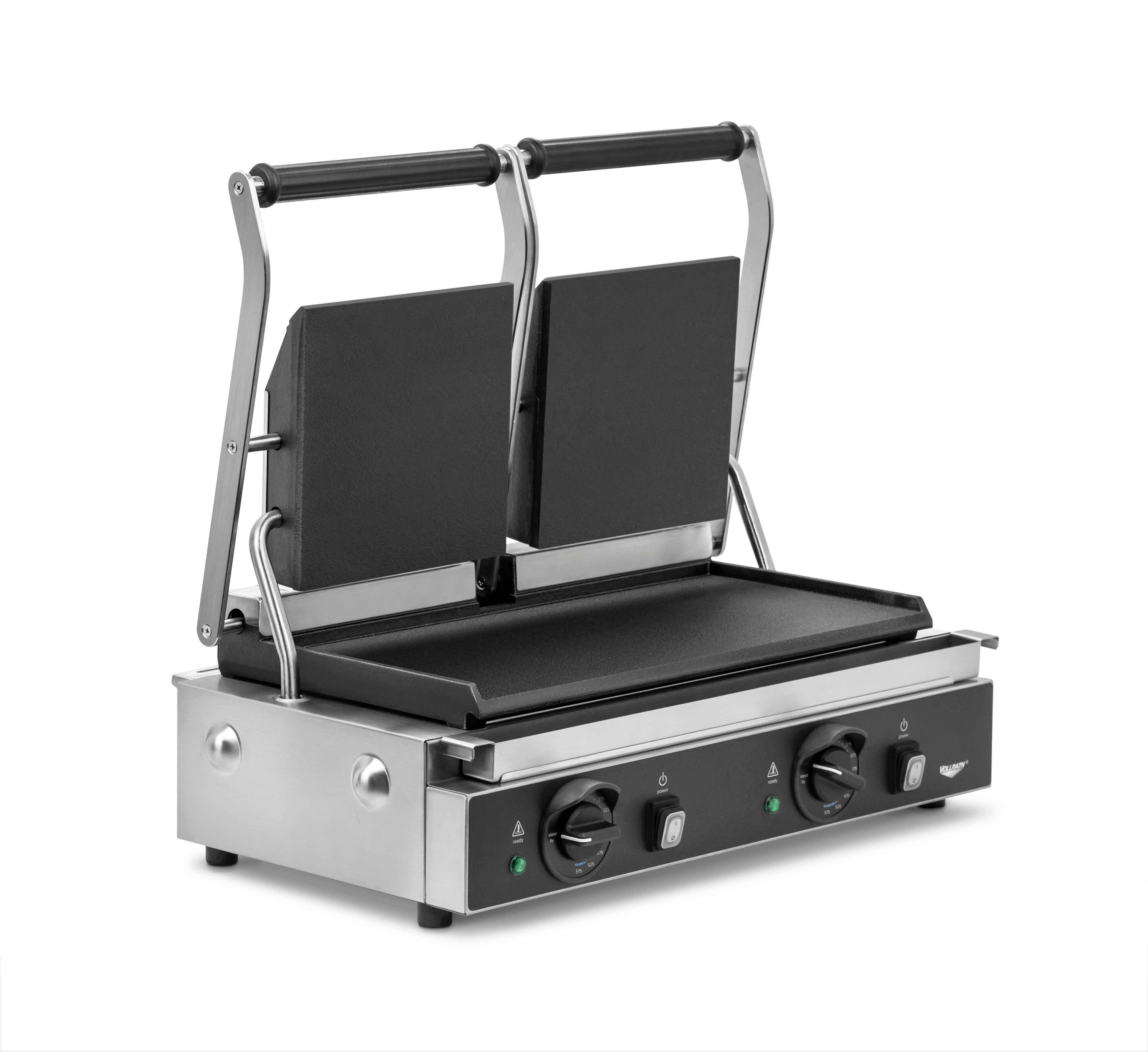 208- To 240-Volt Double Panini Sandwich Grill with Cast-Iron Flat Plates and Nema 6-20p Plug