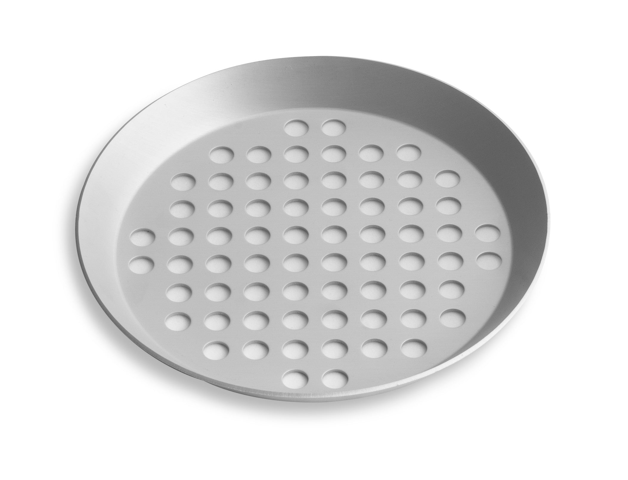8" Extra-Perforated Press-Cut Pizza Pan with Clear Coat Anodized Finish