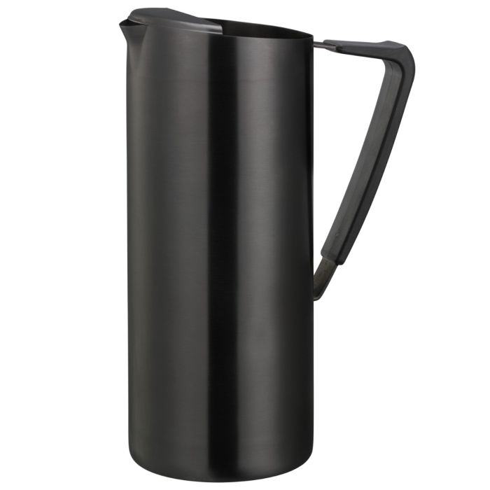 Slim Stainless Water Pitcher, Ice Guard, 1.9 Liter, Black