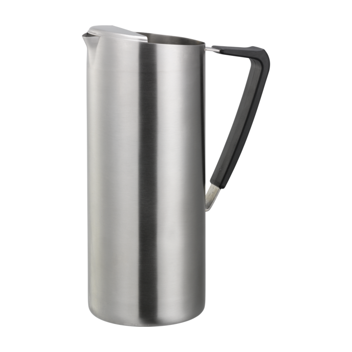 Slim Stainless Water Pitcher, Ice Guard, 1.9 Liter, Silver Stainless