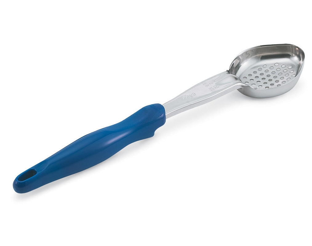 2-ounce one-piece heavy-duty perforated oval Spoodle® utensil with blue nylon handle