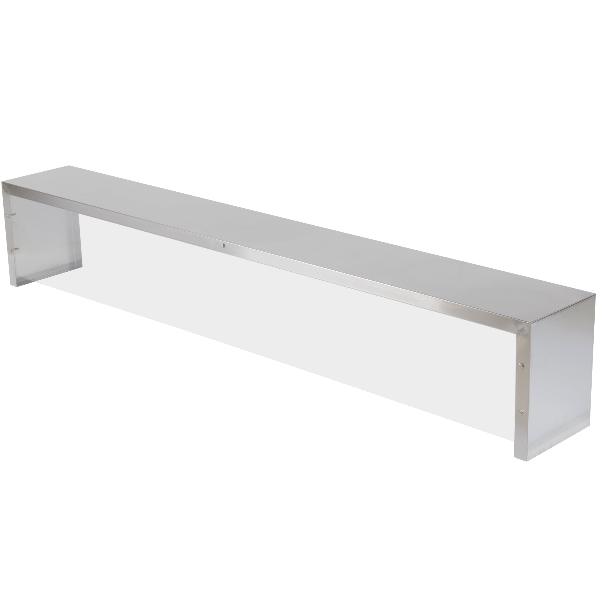 76-inch Servewell® stainless steel single-deck overshelf with cafeteria-style breath guard