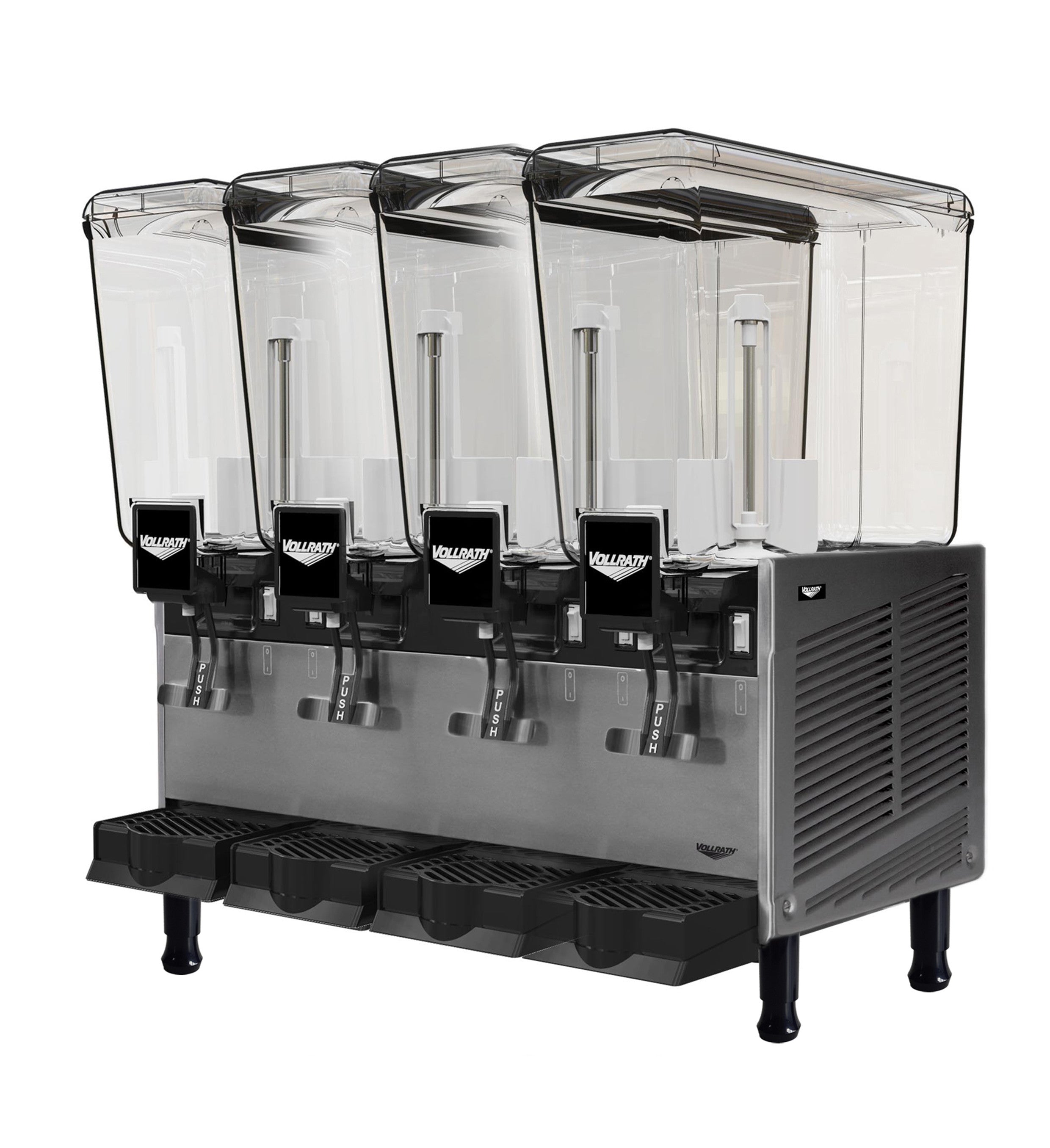 Refrigerated Beverage Dispenser with Four 5.28-Gallon Bowls and Stirring Paddle Circulation, 115V