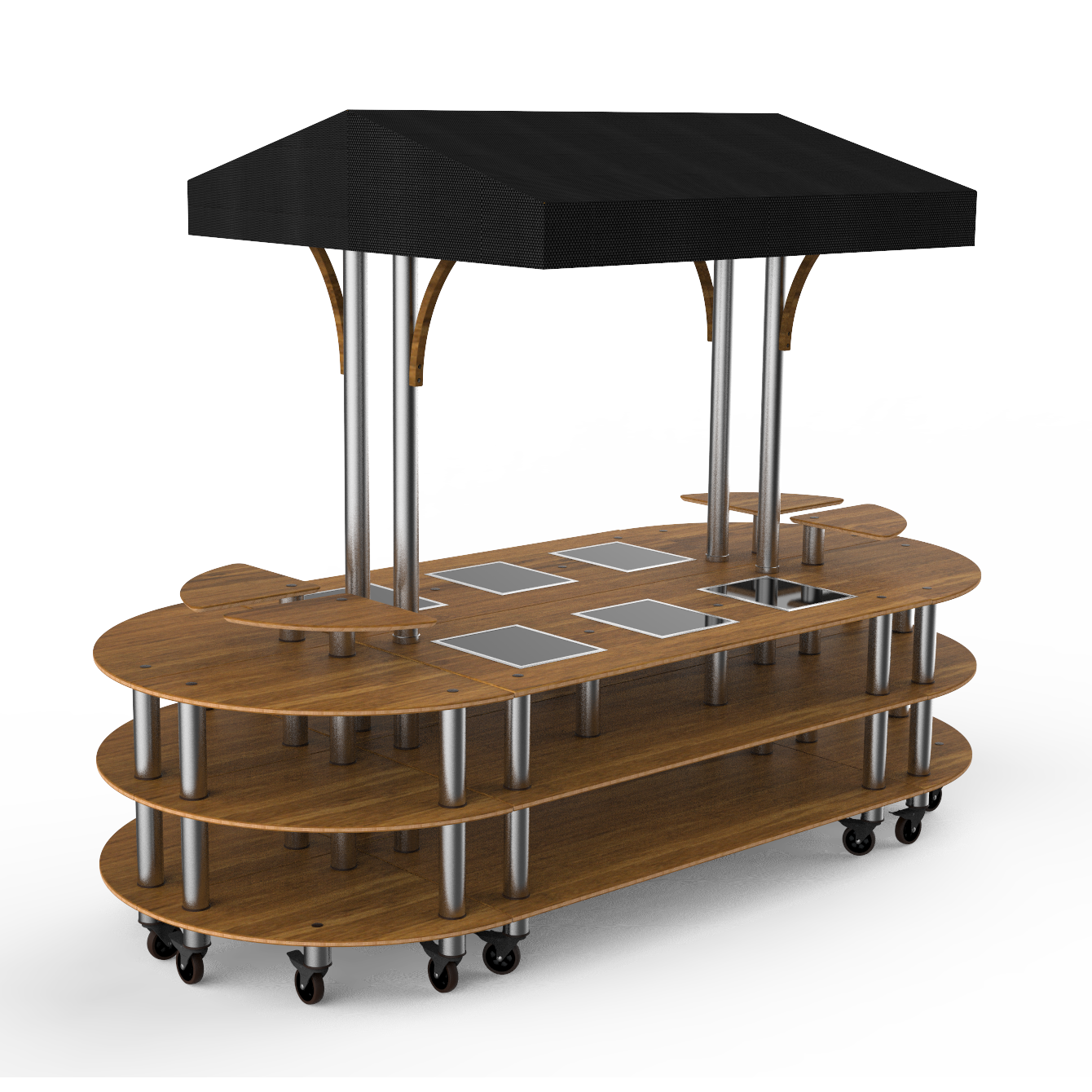 Round Warming Induction Market Station L 130.0" W 59.0" Modular
