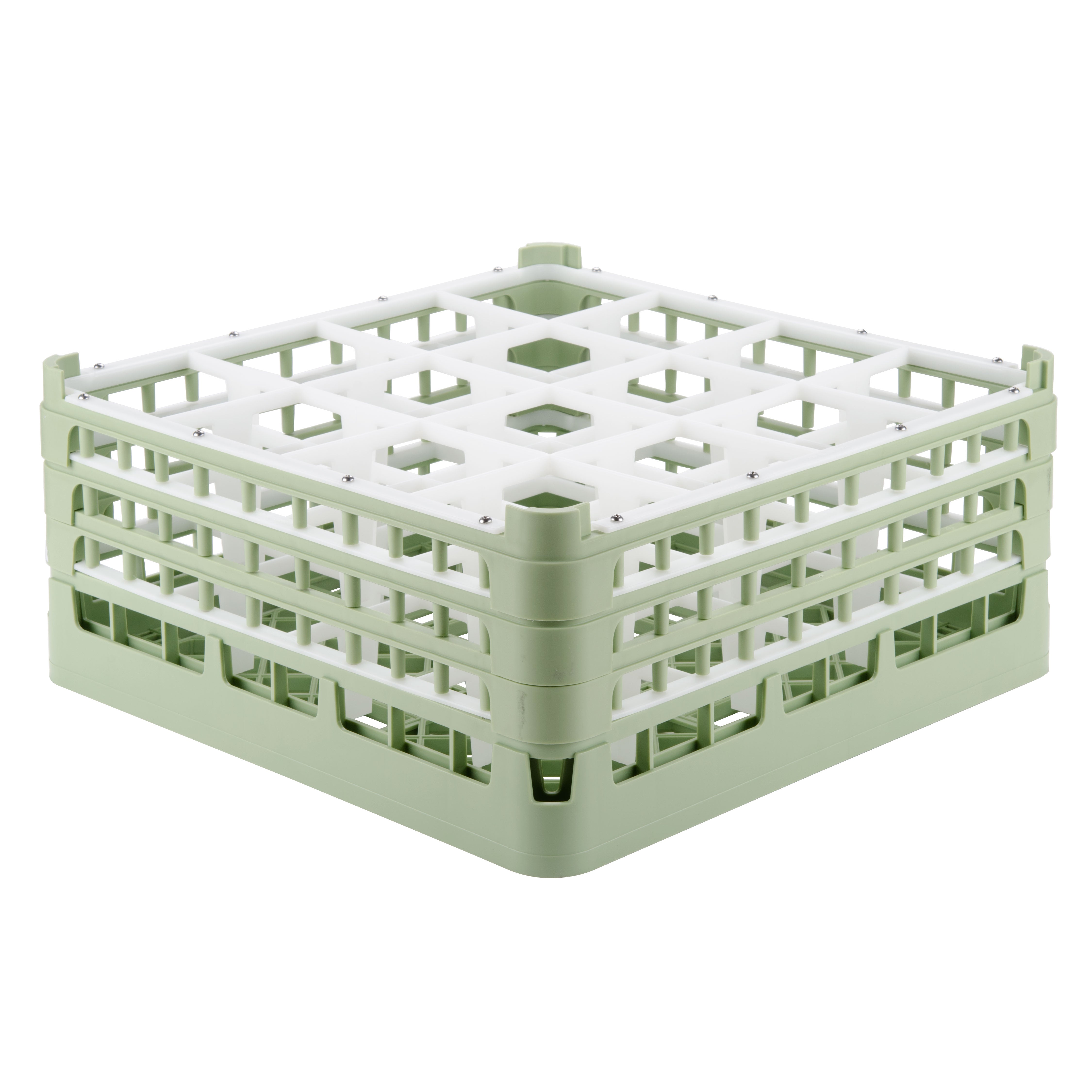 16-compartment extra-tall plus height Signature full-size compartment rack in Light Green and top extender in Light Green