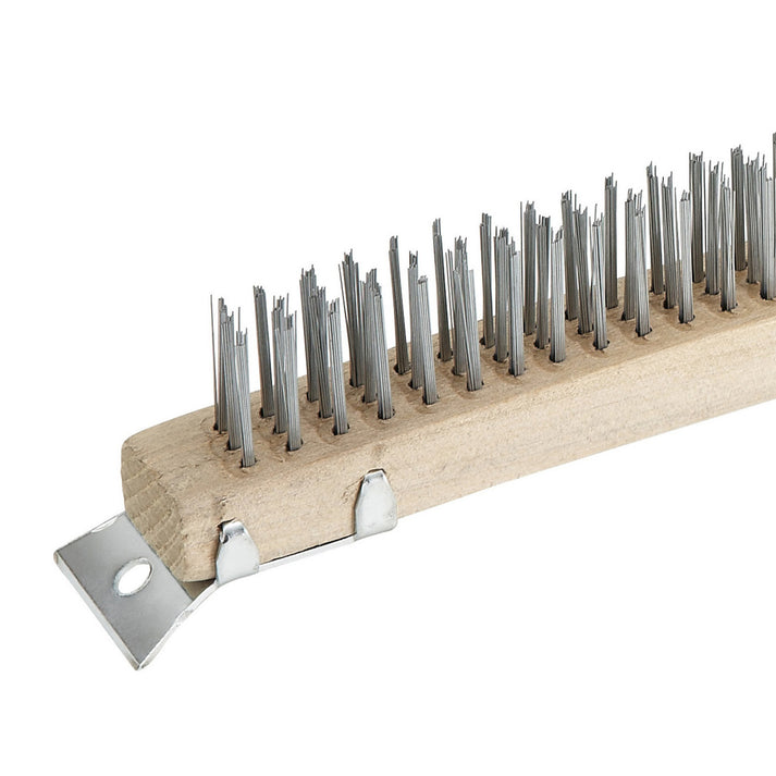 14" Wire Brush, Steel Bristles Wood Handle