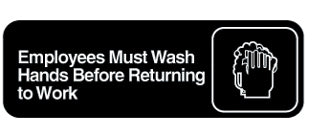 Contemporary English Symbol Signs - Employees Must Wash hands Before Returning to Work