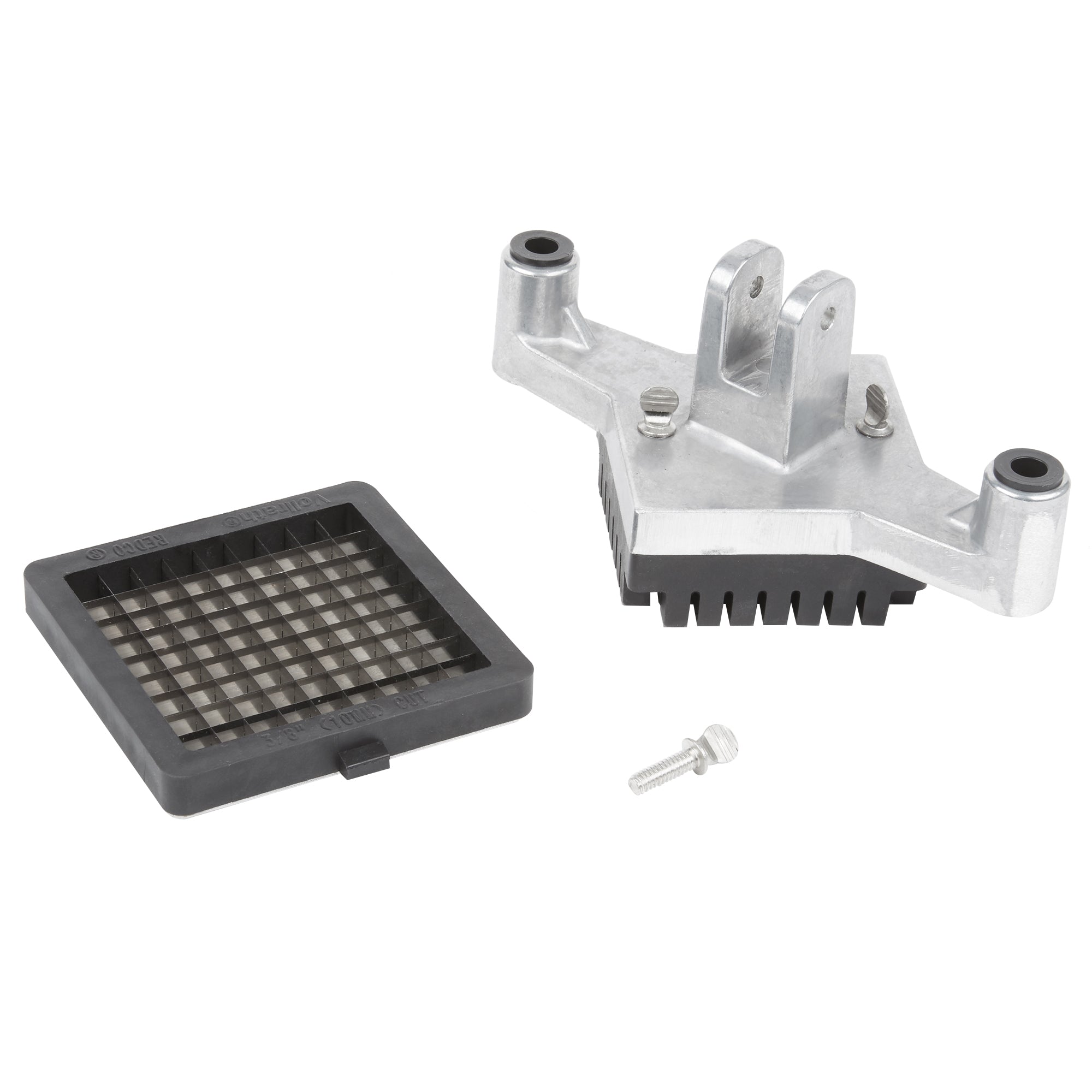 Pusher block and ⅜-inch-dice replacement blade assembly for wall-mount Insta Cut® 3.5 manual food processor
