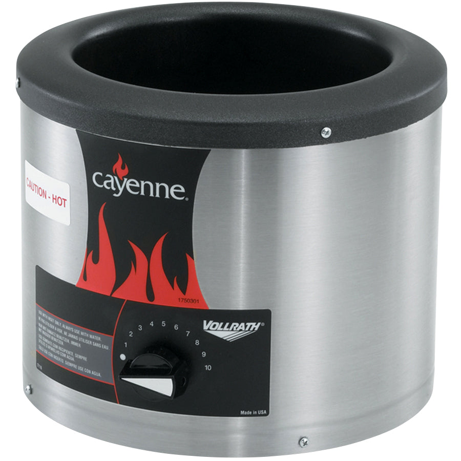 120-volt round Cayenne® countertop warmer designed for one 4-quart inset