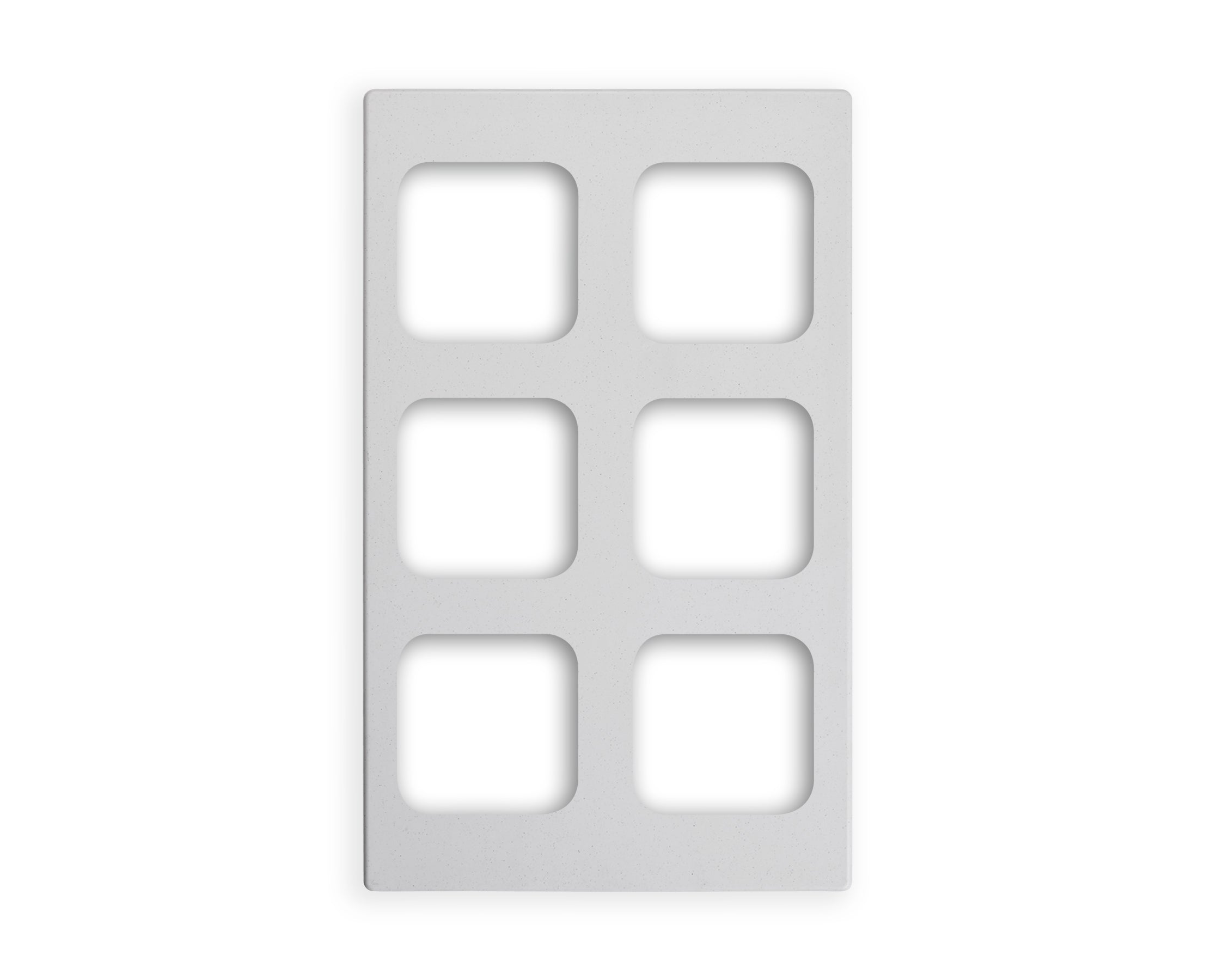 Miramar® resin template for six square Miramar contemporary food pans in white stone