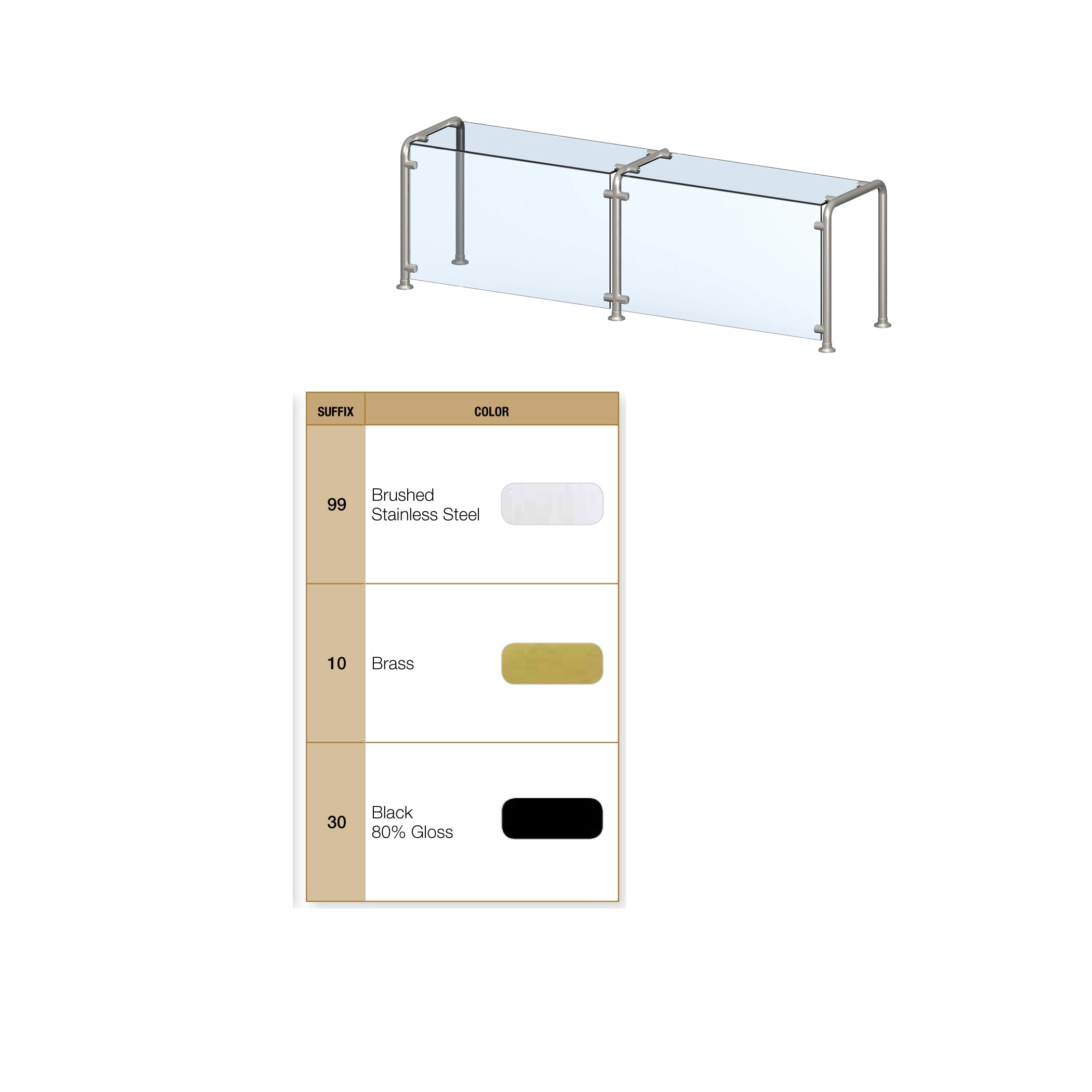Standard Contemporary Breath Guards for Stainless Steel Countertops - Cafeteria with Top