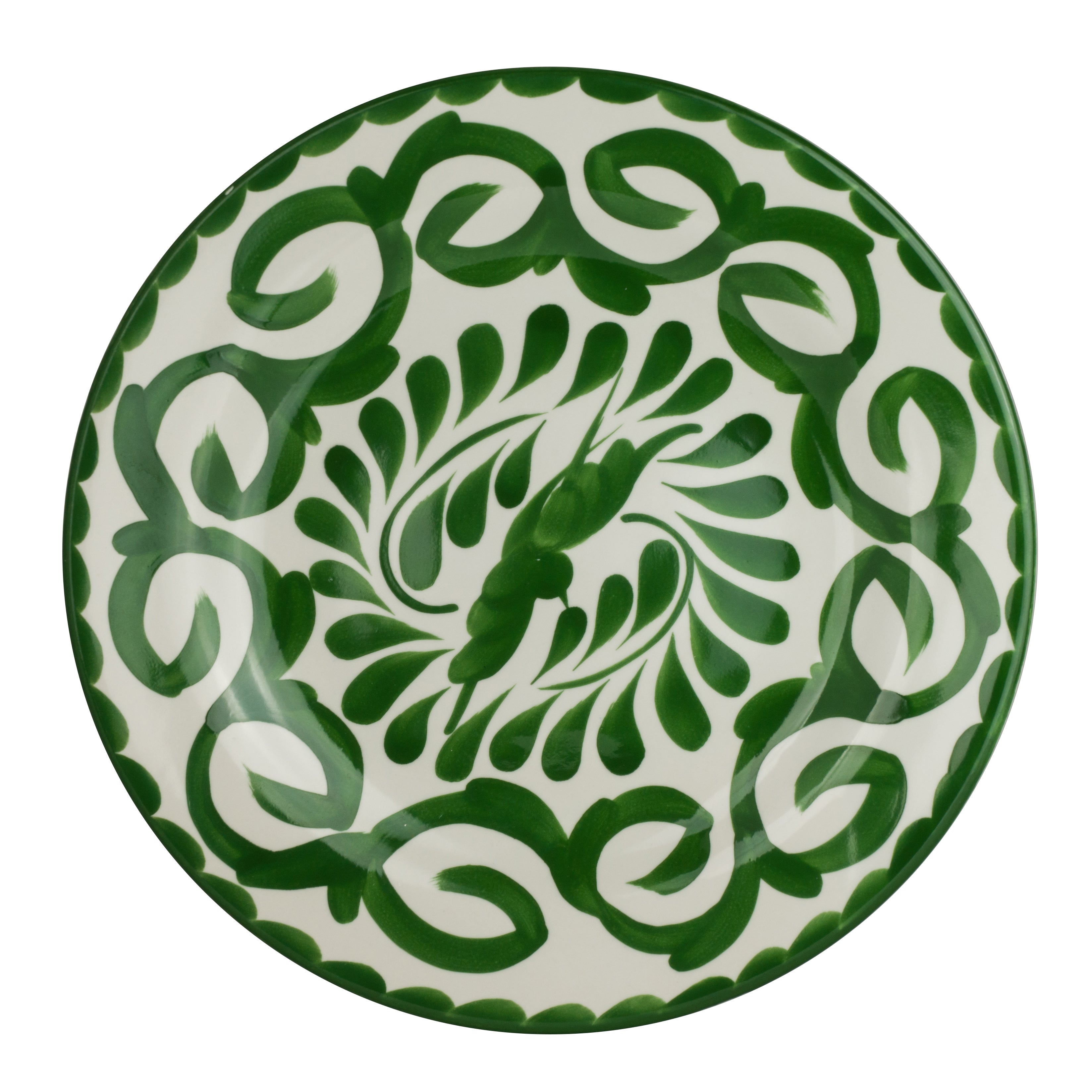 Rimmed Rolled Edge Plate 10.25" Dia. Puebla Palm