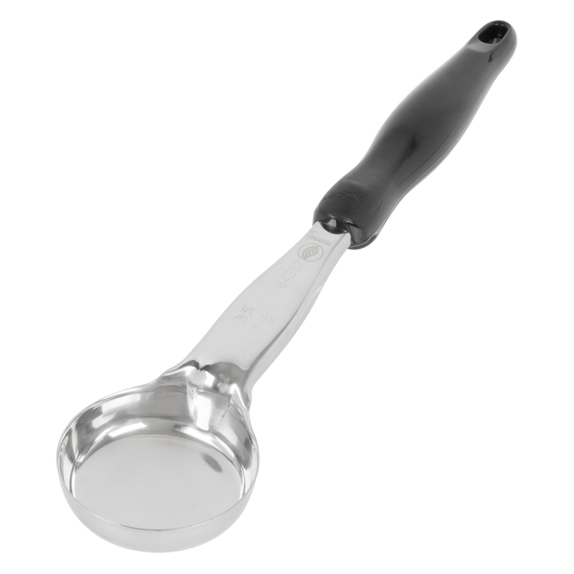 2-ounce 12.64-IN one-piece heavy-duty stainless steel solid round bowl Spoodle® utensil with black nylon handle