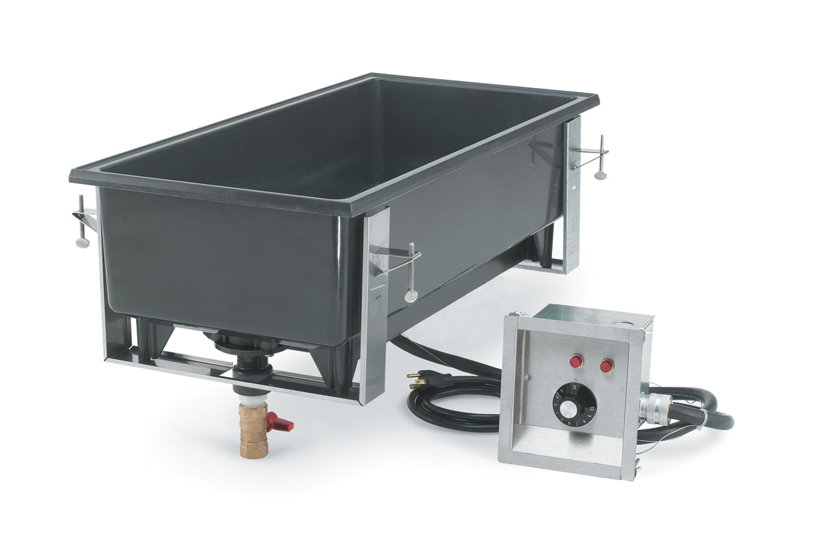 One-well 120-volt full-size Cayenne® drop-in warmer with integral drain and front-mounted control panel
