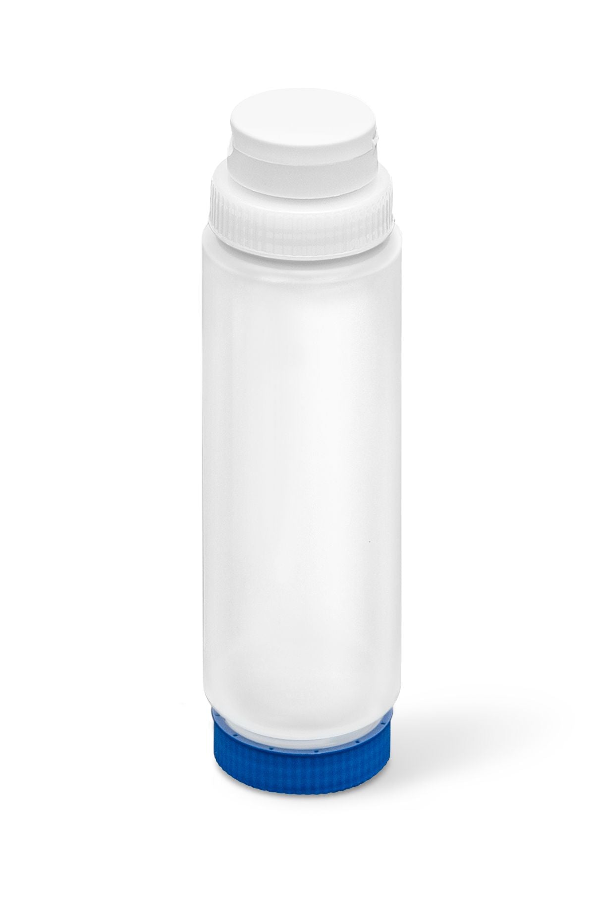 24 oz. Traex® Fifo Clear Squeeze Dispenser with White Flowcut™ Cap and Blue Base Cap
